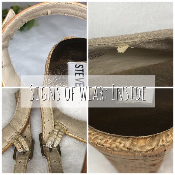 Steve Madden Glitery Rhinestones Suede Leather Cork Peep Toe Wedge Heels 6.5M - Picture 4 of 10